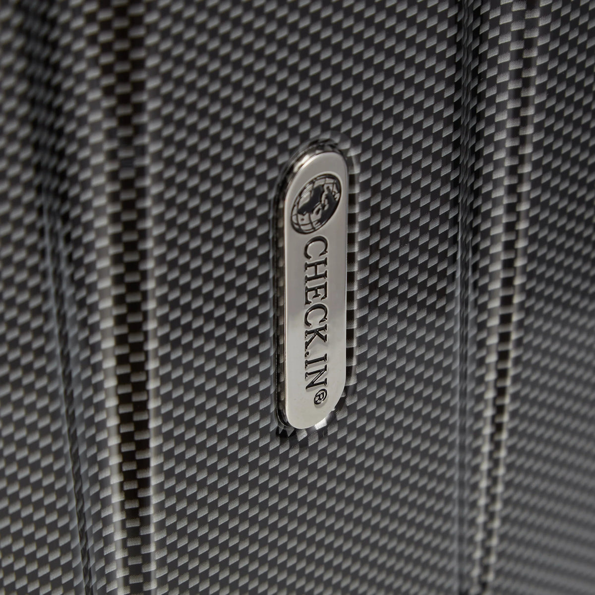 Check In London 2.0 4-Rollen-Trolley 75 cm - Carbon Schwarz, Detailansicht Logo Check.In