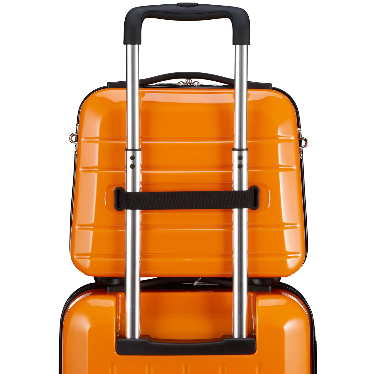 Check In London 2.0 Kosmetikkoffer 33 cm - Orange, auf Trolley-Gestänge aufgesteckt, Rückansicht