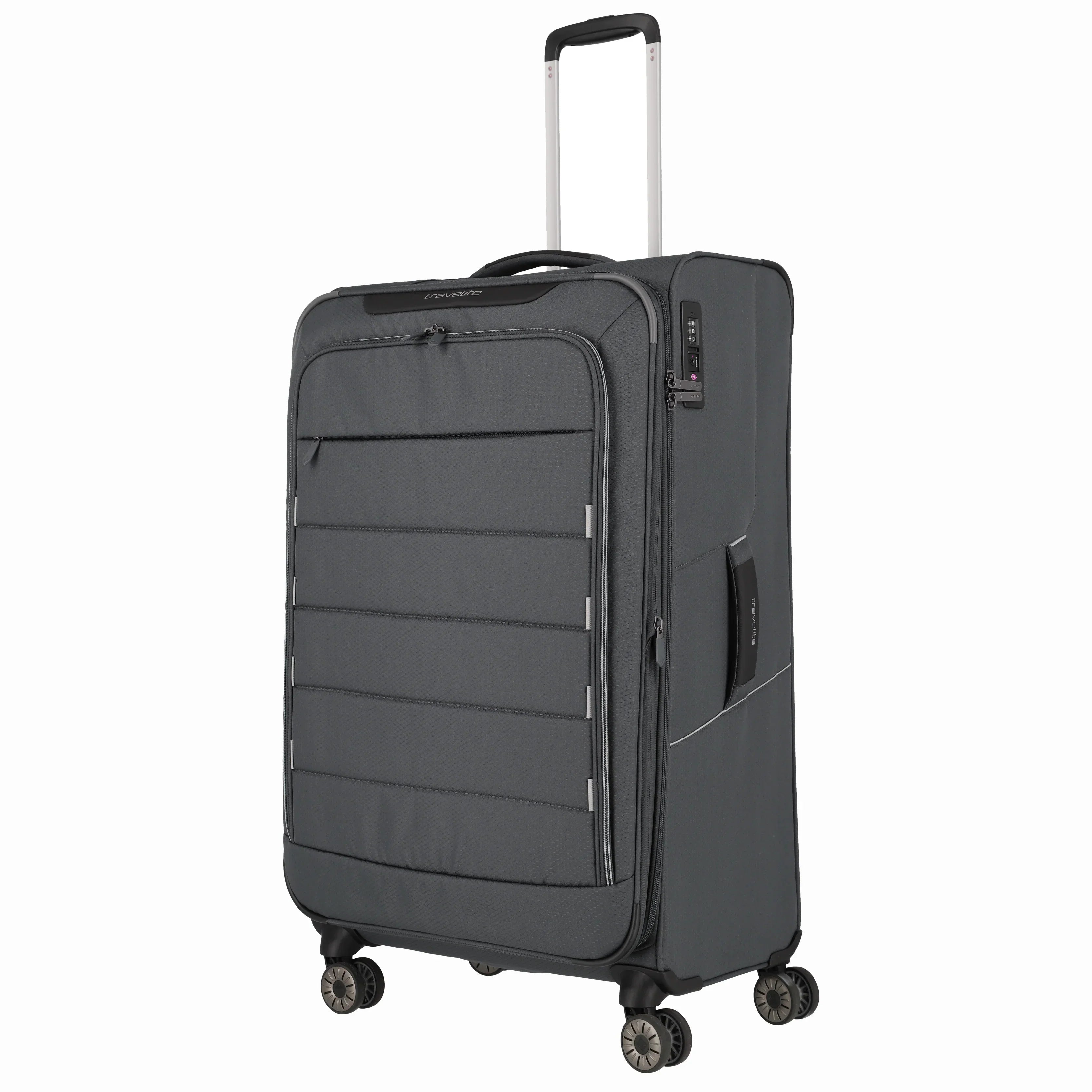 Travelite Skaii 4-Rollen Trolley 78 cm - grau - Vorderansicht.