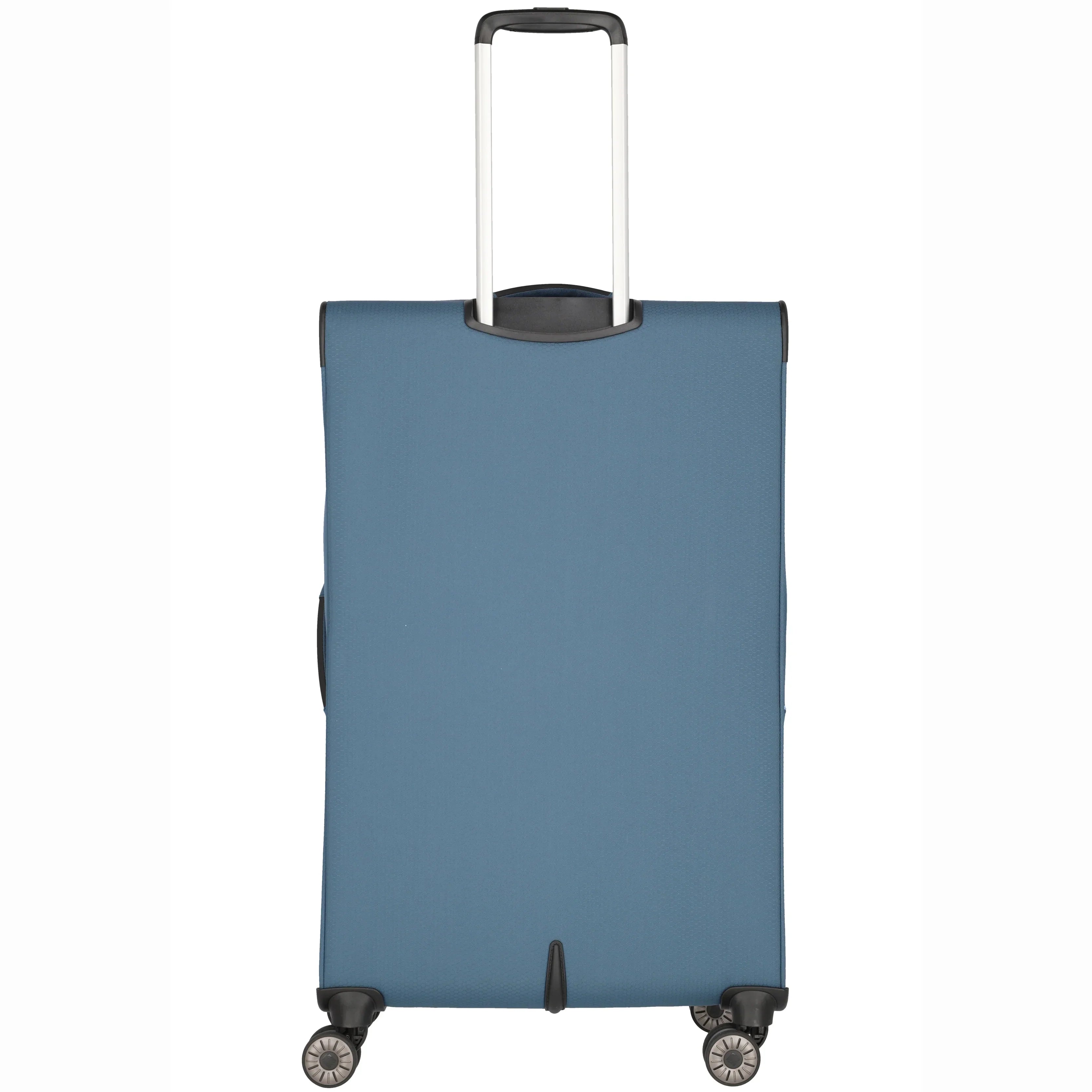 Travelite Skaii 4-Rollen Trolley 78 cm - blau - Rückansicht. Gestänge sichtbar.