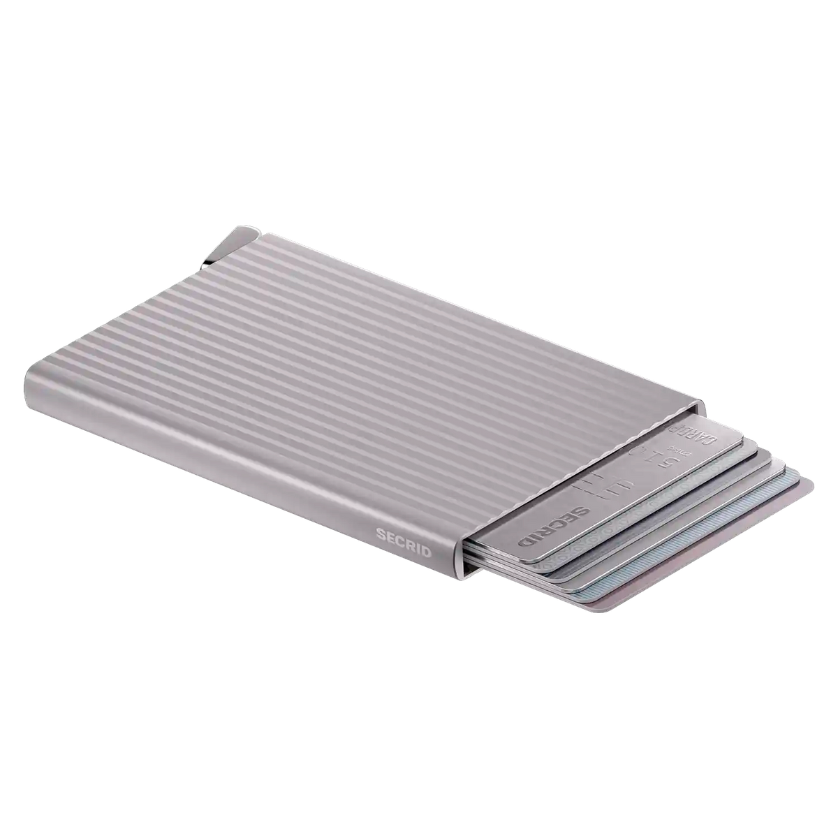 Struktur-Detail Secrid Premium Cardprotector Fluted Silver Aluminium Wallet 10 cm wie bei RImowa