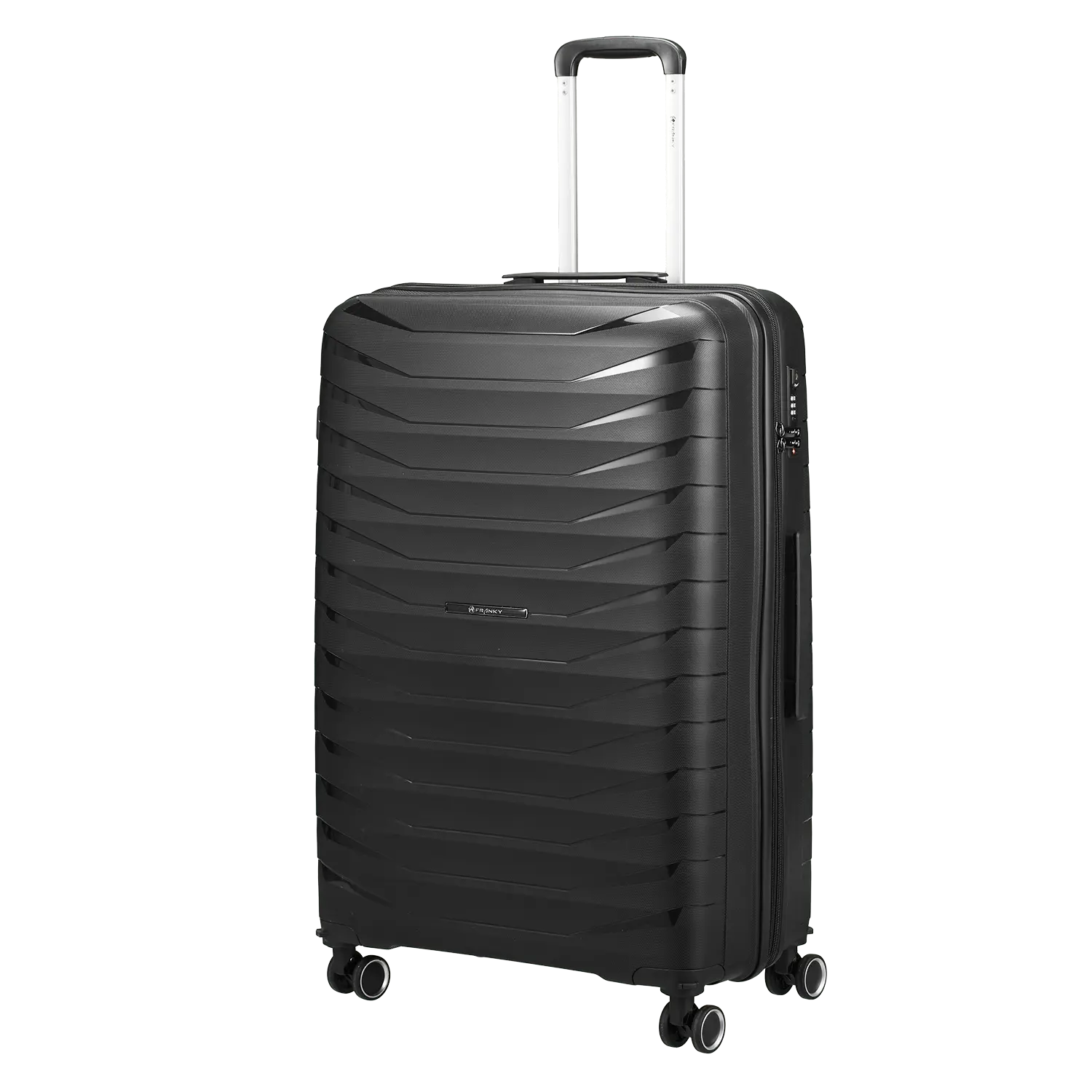 Franky PP15 4-Rollen Trolley L 78 cm Black - Großer Hartschalenkoffer mit Teleskopgriff