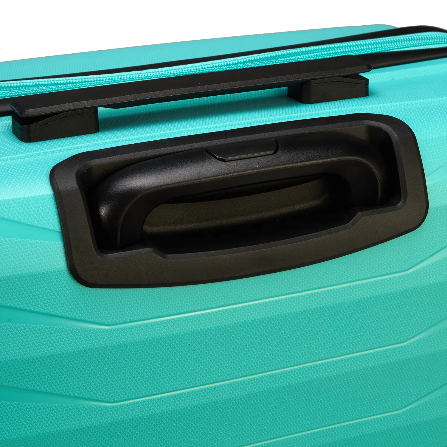 Franky PP15 Trolley S - Detailansicht vom Griff und der robusten Hartschalen-Konstruktion Light Turquise