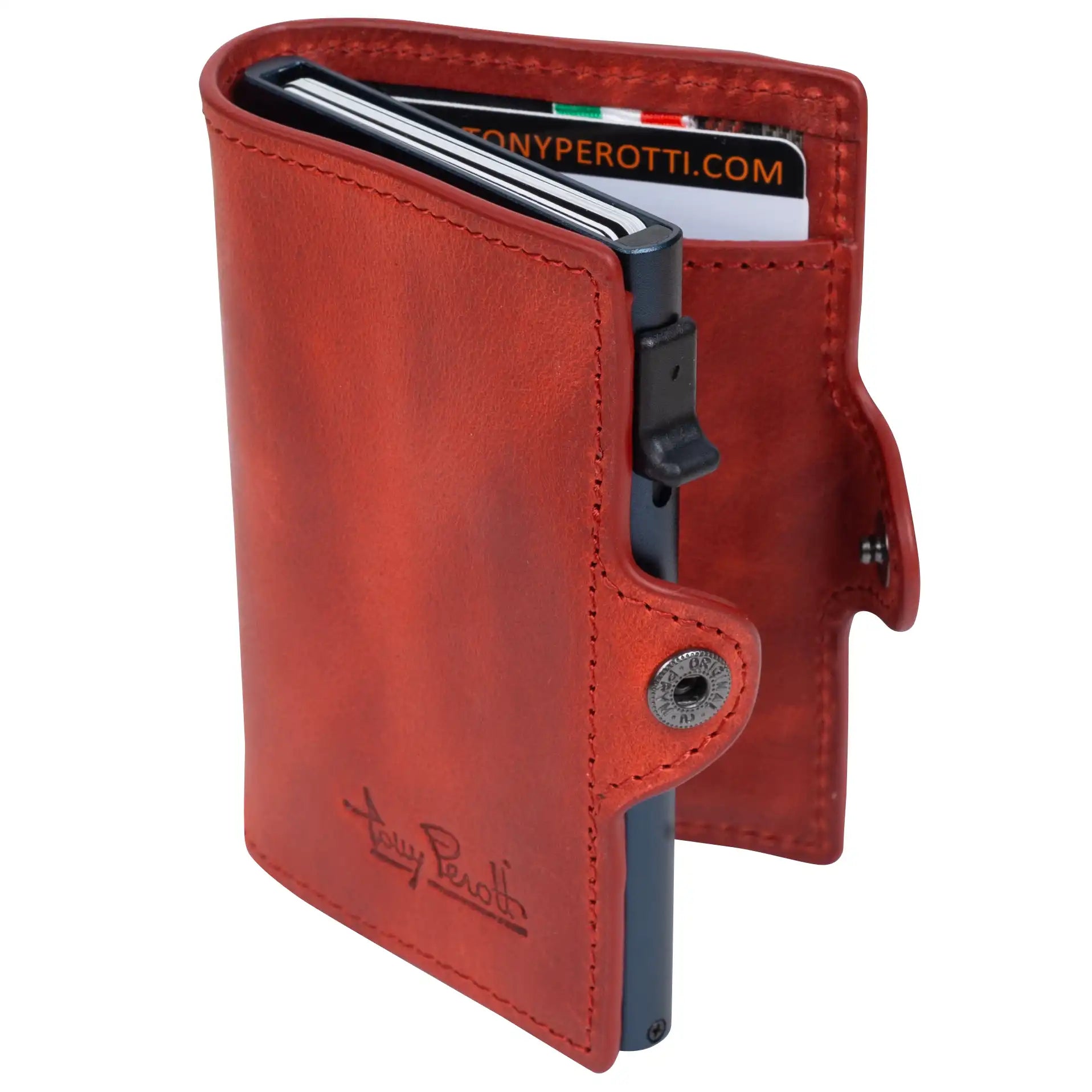Tony Perotti Furbo Pull-Up-Leder Kreditkartenetui 10 cm - Rot